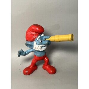 The Smurfs Papa Smurf 2011 McDonalds Happy Meal Toy Figure Telescope Blue
